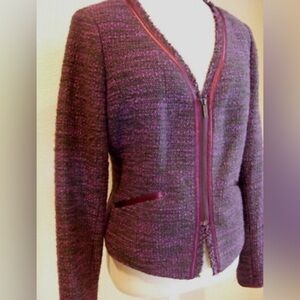 BCBG Paris Deep Purple Tweed Jacket